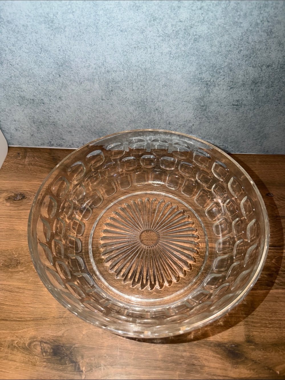 Clear Glass Decorative Serving Bowl - Classic Cut Pattern